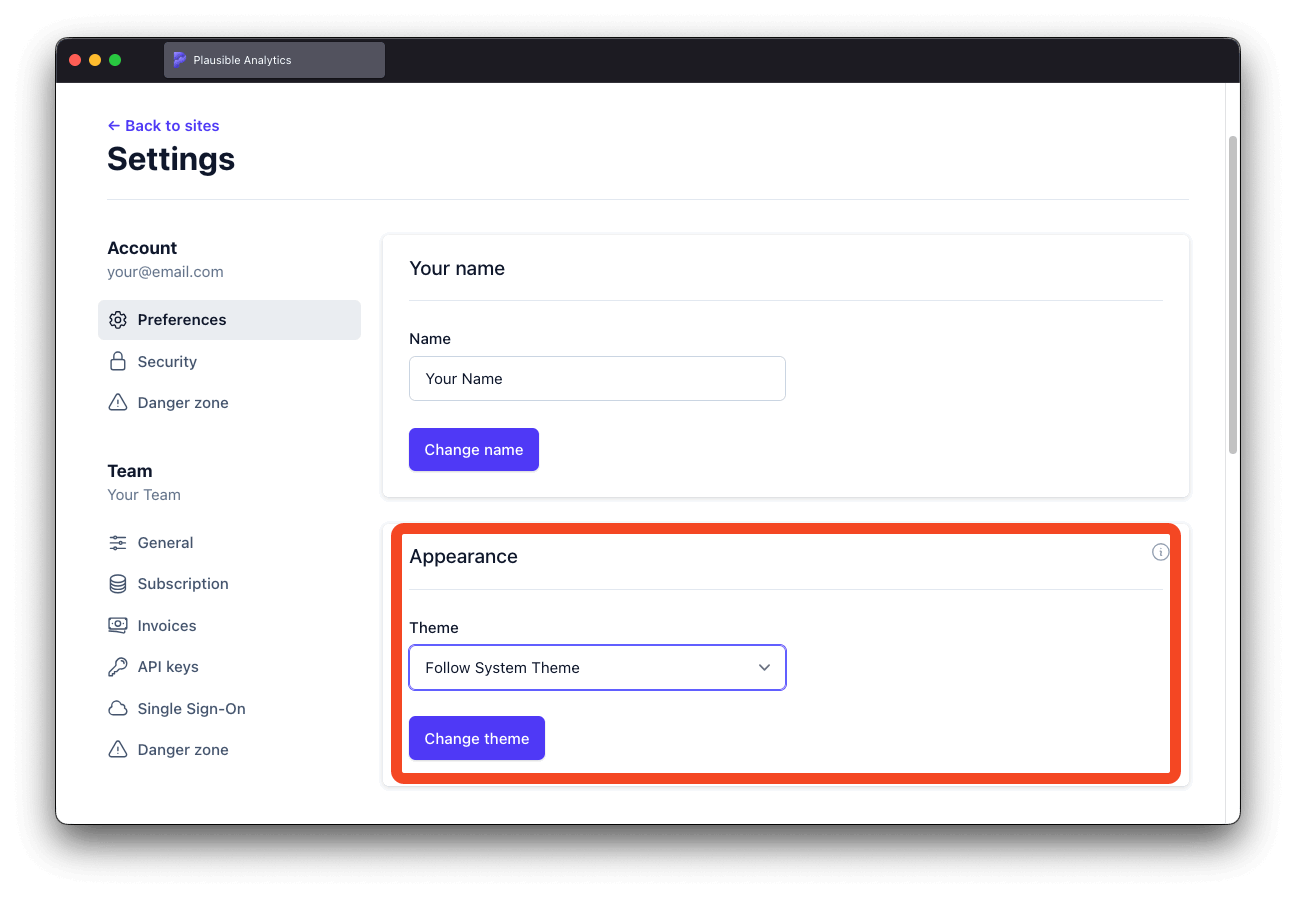 Choose between dark or light theme