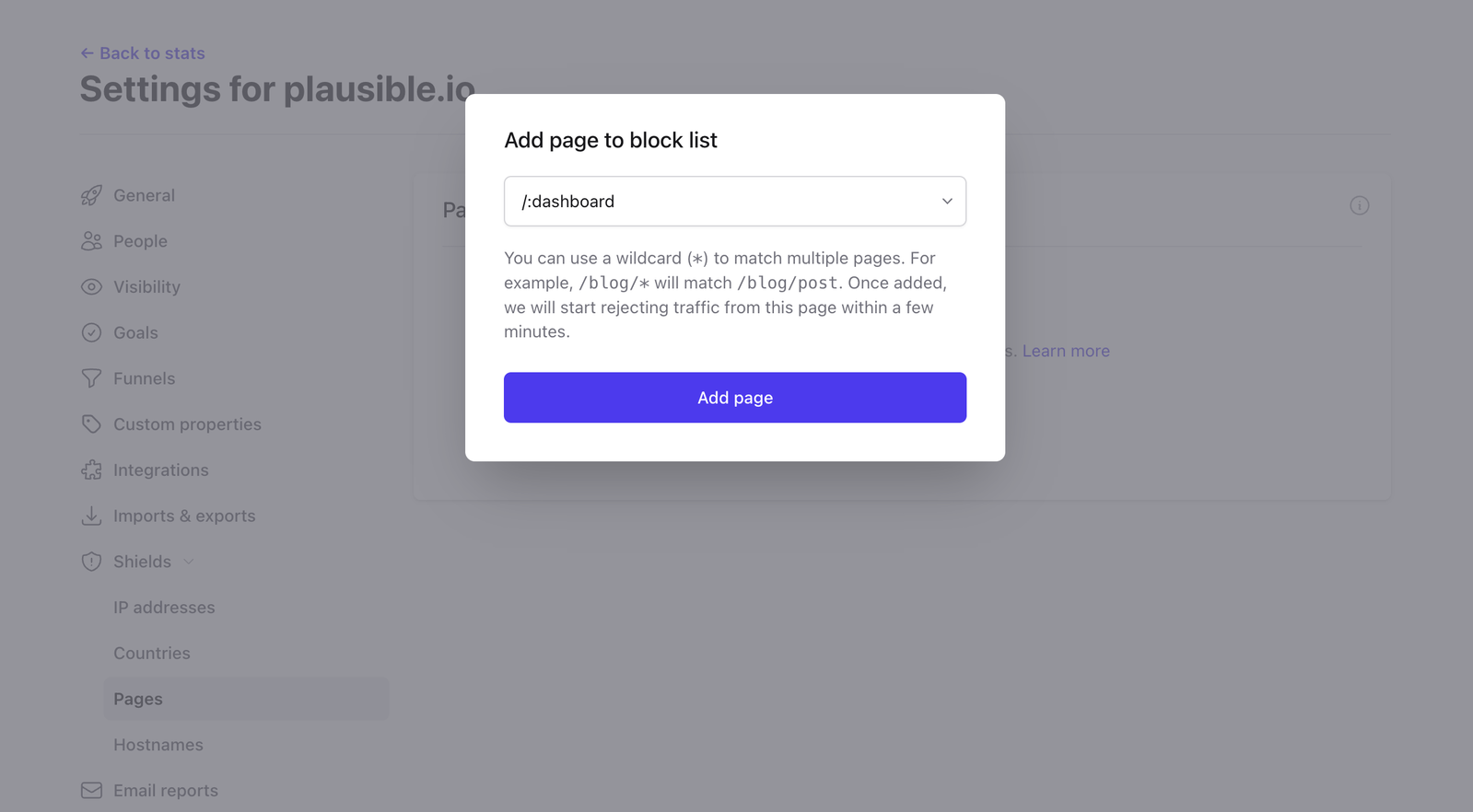 Shields pages blocked