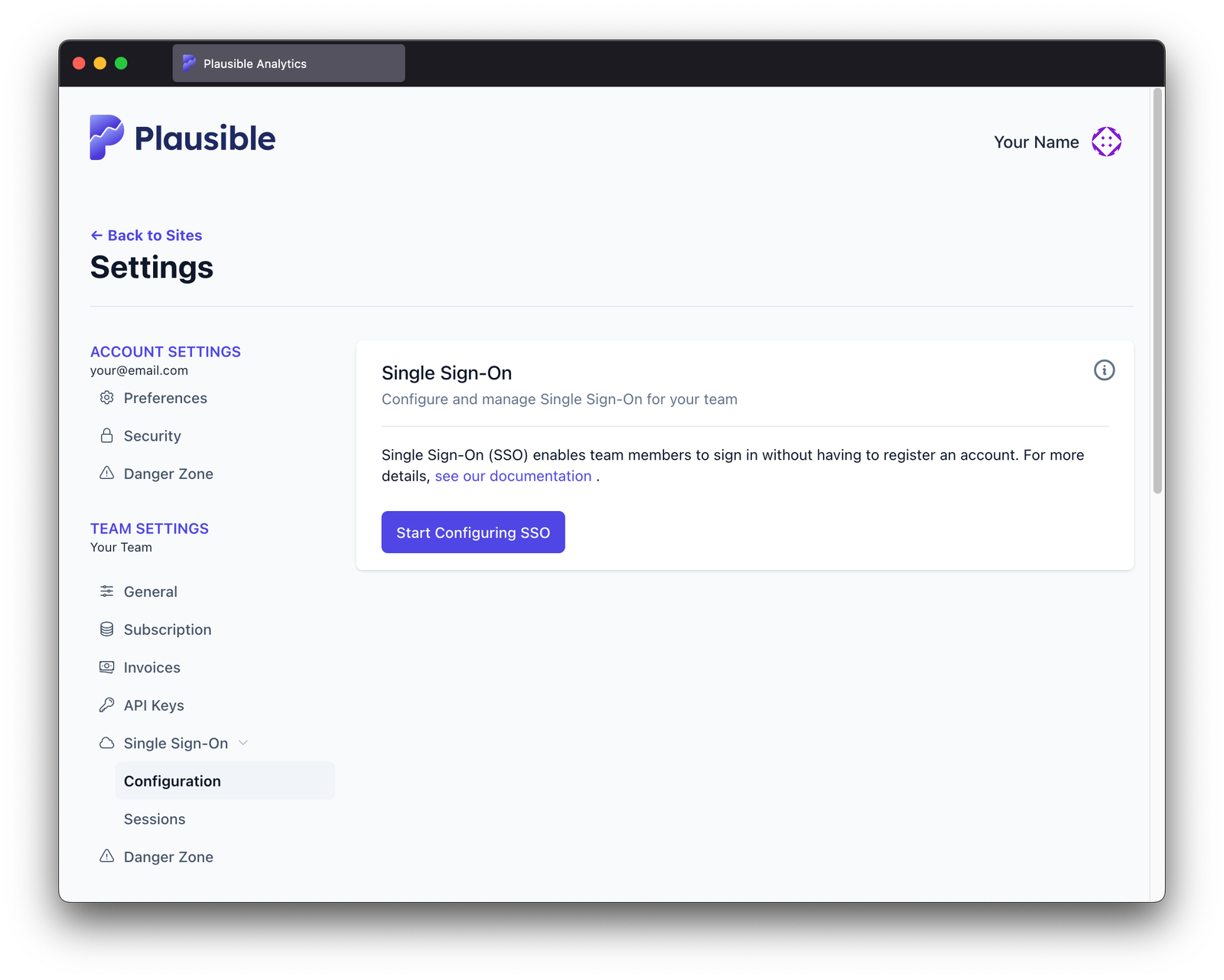 Starting SSO configuration